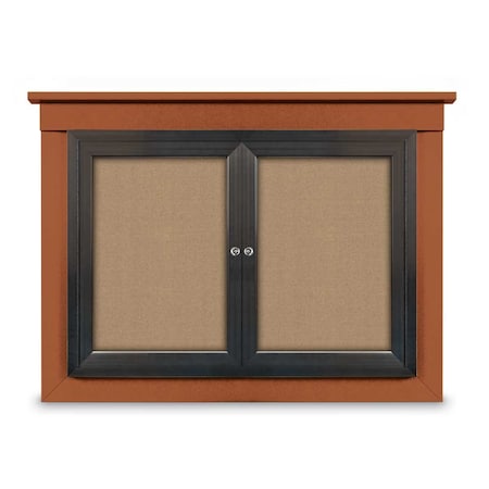 United Visual Products 18"x24" 1-Door Enclosed Letterboard, Blue Felt/Cherry UV2620O-CHERRY-BLUE